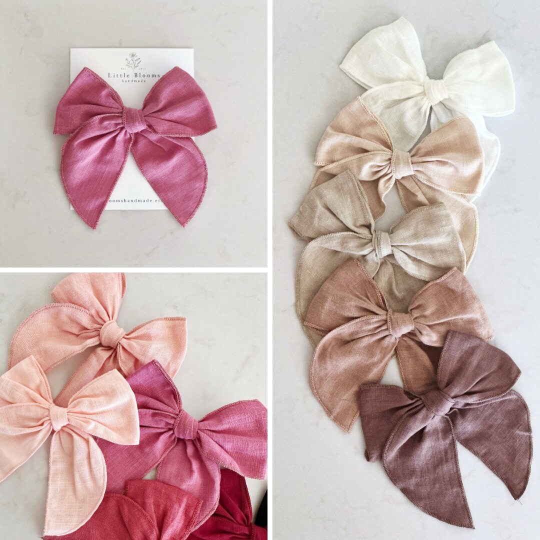 Linen Bow Hair Clip - Etsy