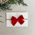 Holiday Velvet Bow -  nylon headband or hair clip
