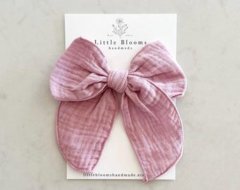 Cotton Gauze Bow Hair Clip