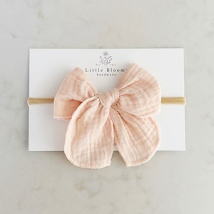 Gauze Cotton Bow: Baby Headband or Hair Clip