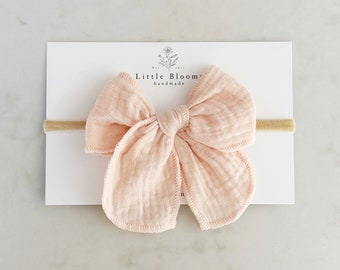 Cotton Bow Headband - gauze cotton bow