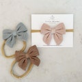 Cotton Gauze Bow - nylon headband or hair clip