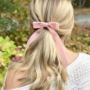 Velvet Bow - long bow - barrette