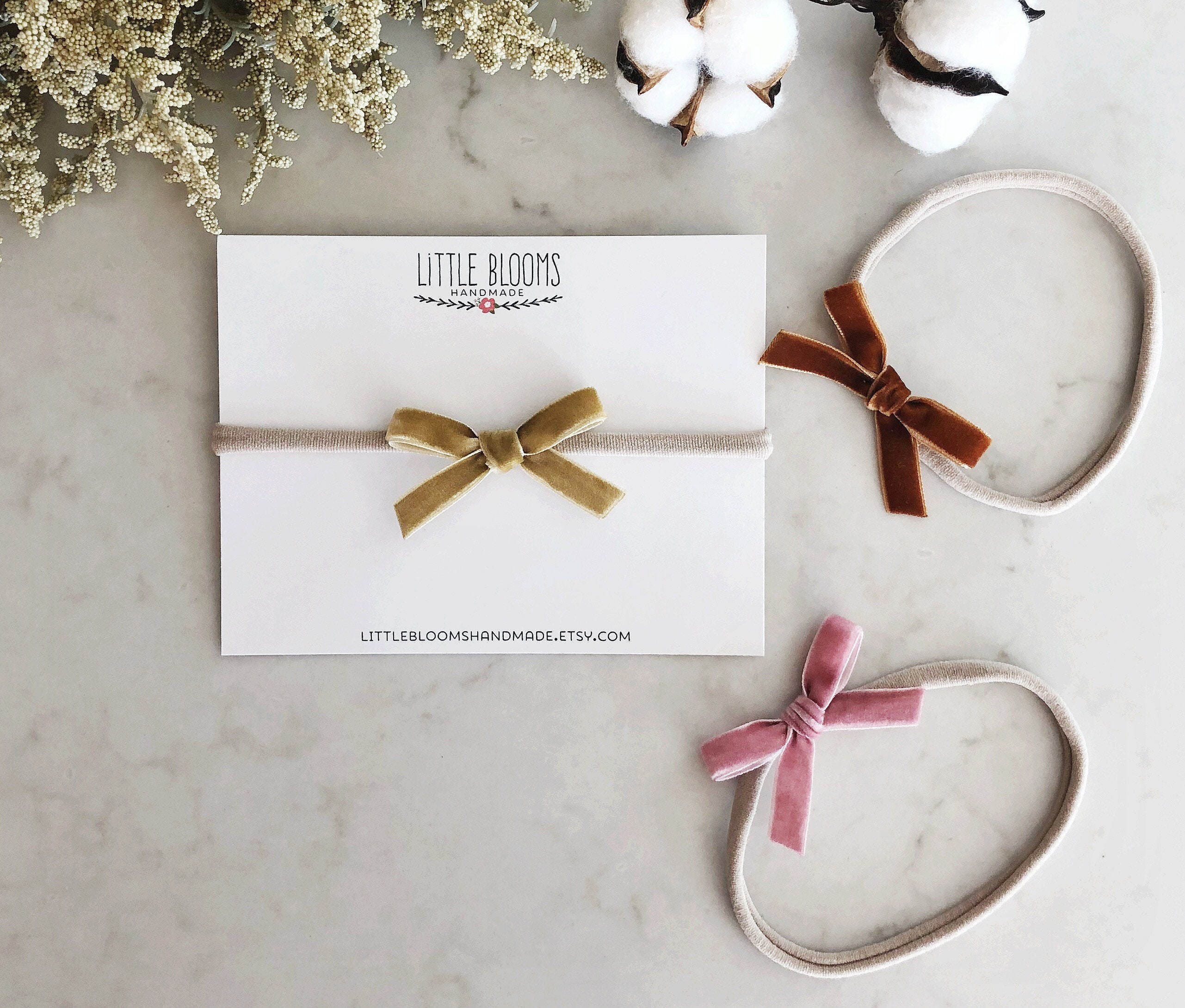 Velvet Bow Headband - nylon headband