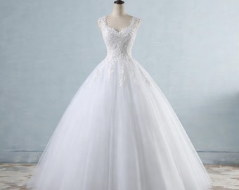 Satin Brautkleid, modernes Brautkleid, Tiefes V Weiß Maxi, Hohe Taille