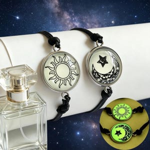 Hand-woven glow-in-the-dark couple bracelets, adjustable black set, a perfect Father's Day starry sky gift for your partner or friends.