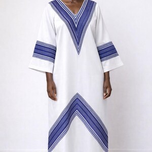 Afrikaanse boubou maxi-jurk | Op Aso Oke geïnspireerde kaftan, losse pasvorm, geometrisch patroon