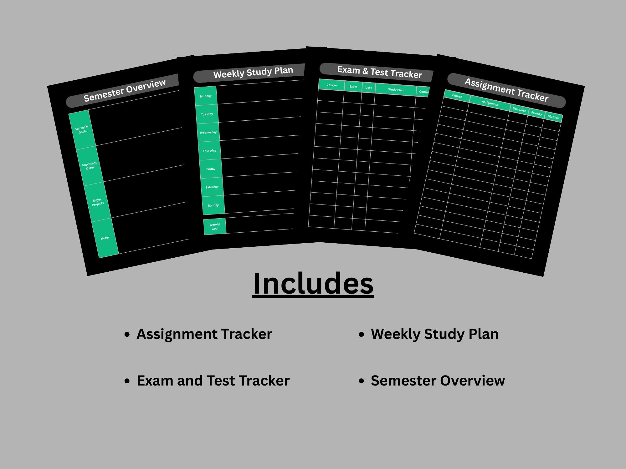 Dark Homework Tracker Printable | Dark Mode Study Planner | Assignment ...