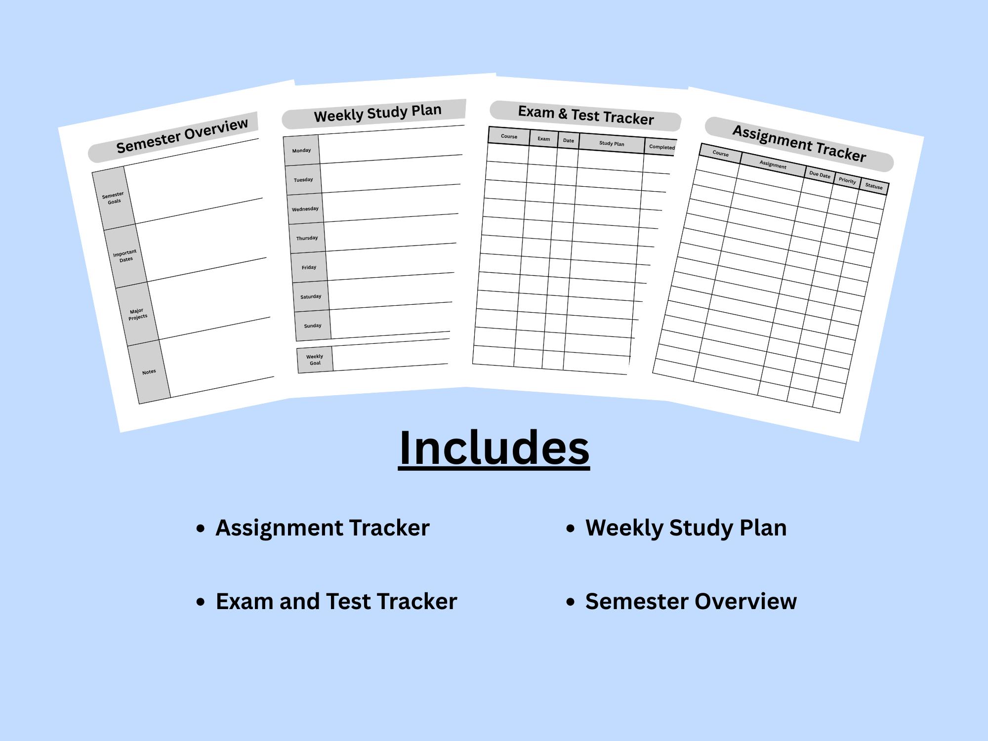 Homework Tracker Printable PDF | Student Assignment Organizer | School ...