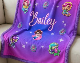 Custom K-pop Saja Boys Name Sherpa Minky Blanket | Ultra Soft Plush Throw