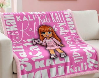 Manta Sherpa Minky con nombre personalizado de Roblox / Manta infantil personalizada / Peluche ultrasuave