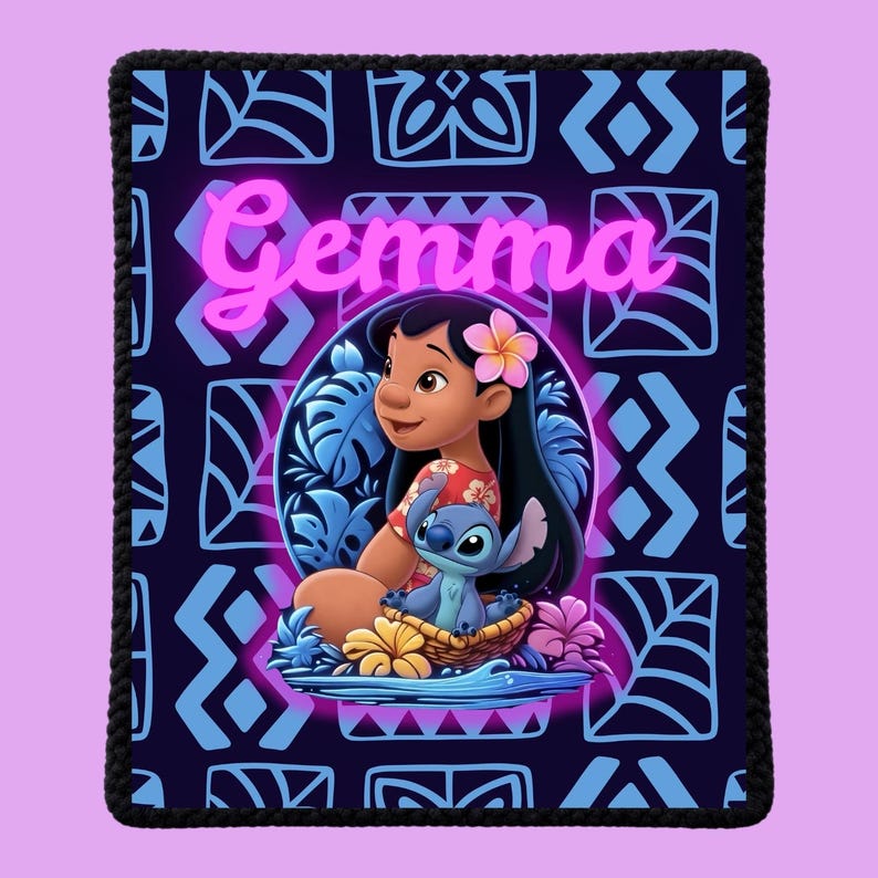 Manta personalizada de Sherpa Minky de Lilo & Stitch con nombre / Manta infantil personalizada imagen 2