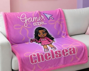 Custom Roblox Name Sherpa Minky Blanket | Personalised Kids Throw | Ultra Soft Plush