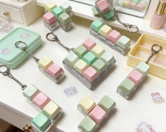 Porte-clés mécanique macaron pastel Fidget | Clé 2/3/4/5/6/9 | Joli porte-clés anti-stress coquette, cadeau pour les amateurs de clavier