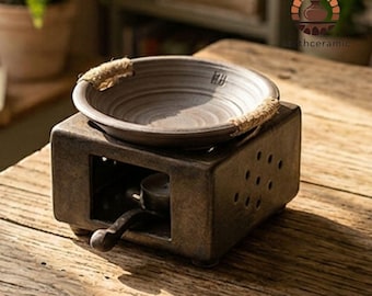Black Green Ceramic Wax Melt Burner, Oil Diffuser, Palo Santo Incense Holder