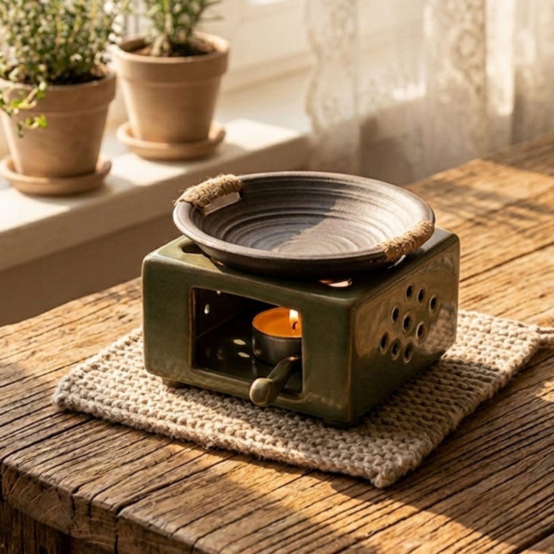 Black Green Ceramic Wax Melt Burner, Oil Diffuser, Palo Santo Incense ...