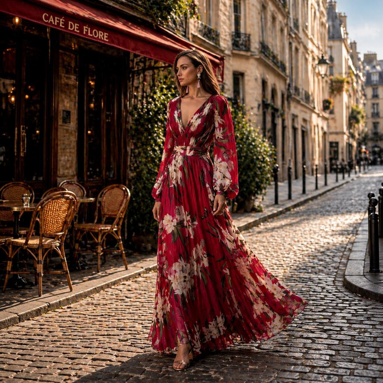 Floral Maxi Dress Long Sleeve