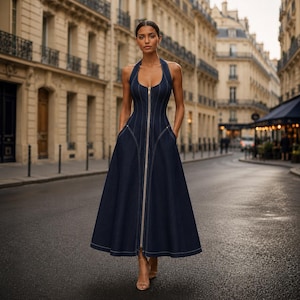 jean formal dress Ashley Lauren 11515 Formal Dresses Denim 4 / Denim