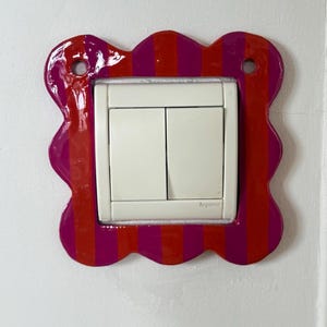 Handcrafted ceramic light switch cover - Hand-painted designer light switch cover - Unique wall ornament TASS.P