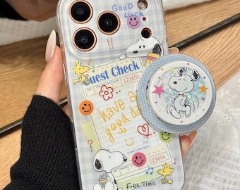 Süße Snoopy Magnetische Handyhülle mit Glitter Shaker Griff, MagSafe Kompatibel, Ästhetische Schutzhülle für iPhone 17 Pro Max,iPhone 16 Pro
