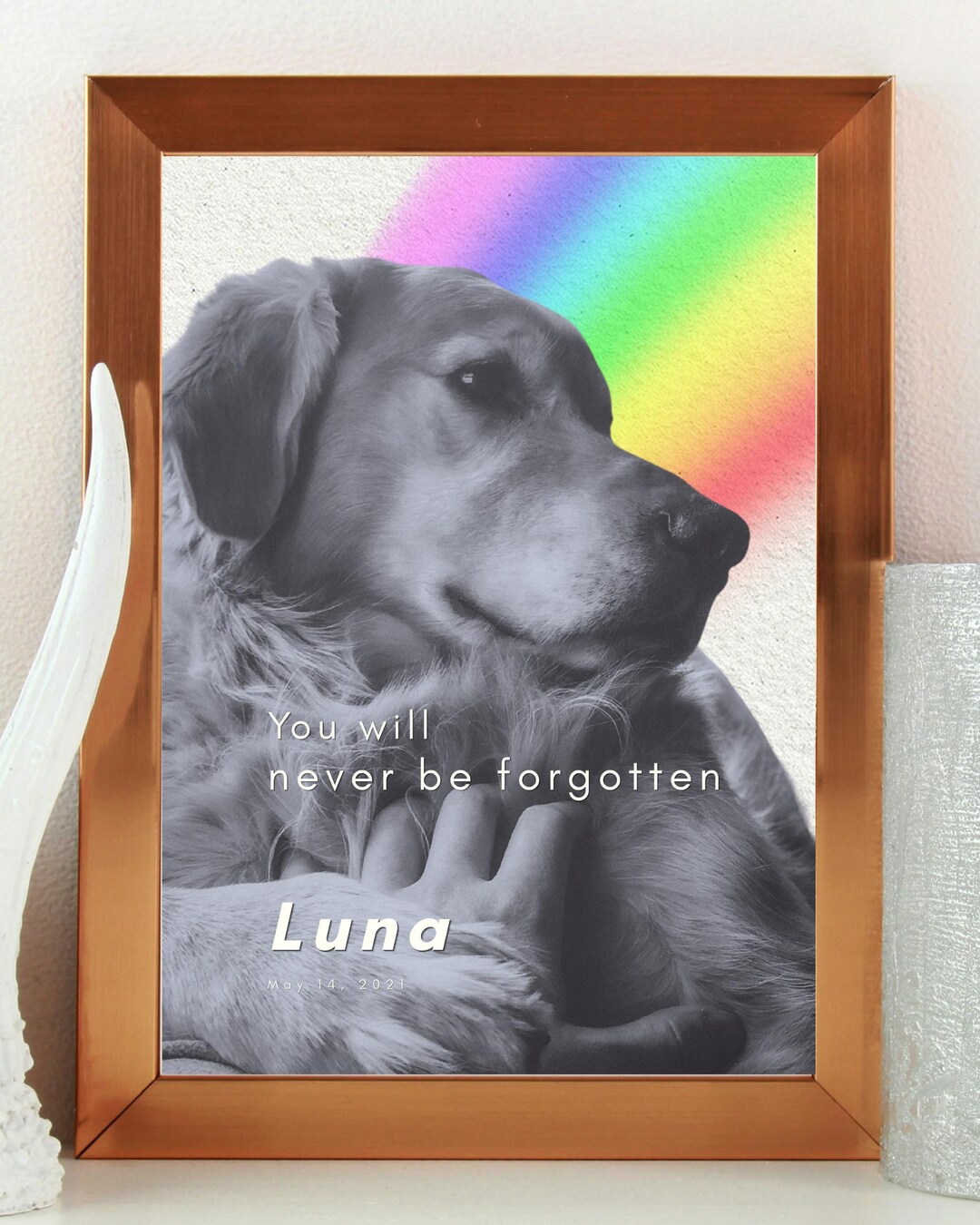 Pet Remembrance Portrait, Rainbow Bridge Pet Memorial, Dog Memorial ...