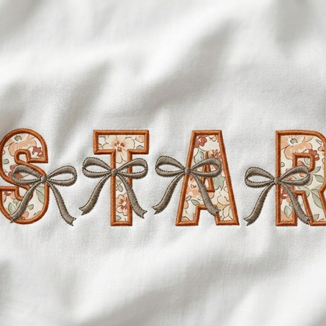 Bow Applique Font BX | Satin Edge Applique Alphabet A-Z & 0-9 | Cute ...