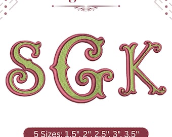 Elegant Monogram Embroidery Font, Ornate Embroidery Alphabet, Decorative Lettering Font, BX Font