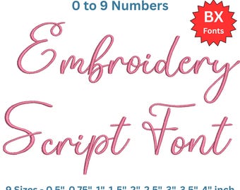 Elegant Script Embroidery Font BX – Handwritten Calligraphy Alphabet A-Z with Numbers & Symbols, Wedding Script Font