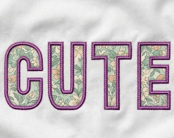 Satin Edge Applique Font with Bean Stitch BX | 5 Sizes Alphabet A-Z & 0-9 | Machine Embroidery Applique Letters | Monogram Font