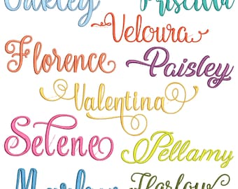 10 Script Machine Embroidery Fonts Bundle | BX Embroidery Font Bundle | 5 Sizes | 8 Formats | Embroidery Alphabet Set