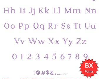 Serif Embroidery Font BX – Classic Elegant Alphabet with Uppercase Lowercase Numbers & Symbols, Satin Stitch Font 0.5 to 4 Inch