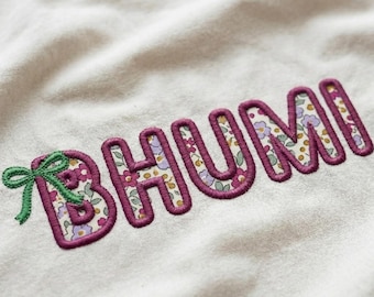 Applique Bow Font BX | Satin Stitch Alphabet A-Z & 0-9 | 2 Types Embroidery Font | Monogram Embroidery Letters | 5 Sizes | BX + 8 Formats