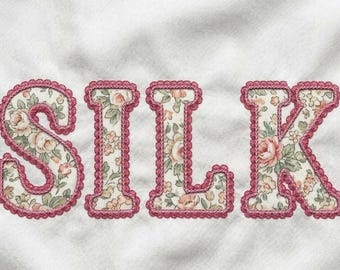 Lace Edge with Diamond Stitch Alphabet A-Z & 0-9 | 5 Sizes | Applique Embroidery Font BX + 8 Formats