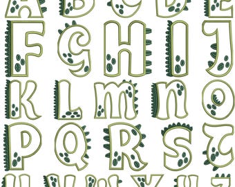 Dinosaur Applique Alphabet Embroidery Font | Dinosaur Embroidery Letters & Numbers | Applique Monogram Font | Machine Embroidery Design
