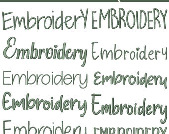 Minimal 10 Font Set, Simple Embroidery Font Bundle, Small Embroidery Alphabet and Numbers, 6 Sizes from 1-3.5 Inch, BX + 8 Formats