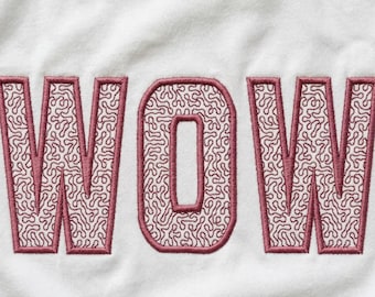 Quilt Applique Font BX | Satin Edge Applique Alphabet A-Z & 0-9 | Quilted Fill Embroidery Letters | Vintage Style Embroidery Font