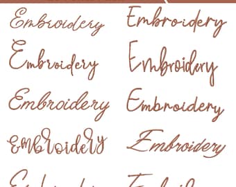 10 Mini Script Embroidery Font Bundle, Small Embroidery Alphabet, BX + 8 Formats, Cursive Font Set, 6 Sizes From 1 to 3.5 Inch.