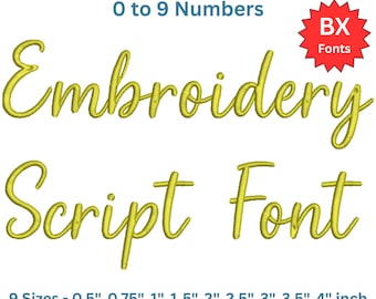 Casual Script Embroidery Font BX – A to Z Alphabet, Numbers & Symbols, Handwritten Embroidery Font