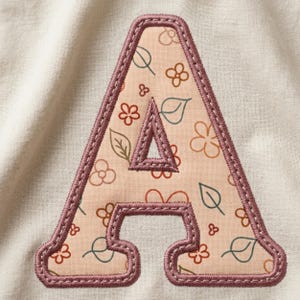 Satin & Bean Stitch Alphabet A to Z and 0 to 9 | 5 Sizes | Applique Embroidery Font BX + 8 Formats