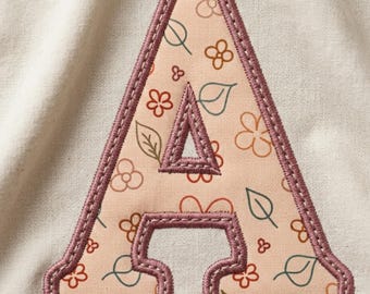Satin & Bean Stitch Alphabet A to Z and 0 to 9 | 5 Sizes | Applique Embroidery Font BX + 8 Formats