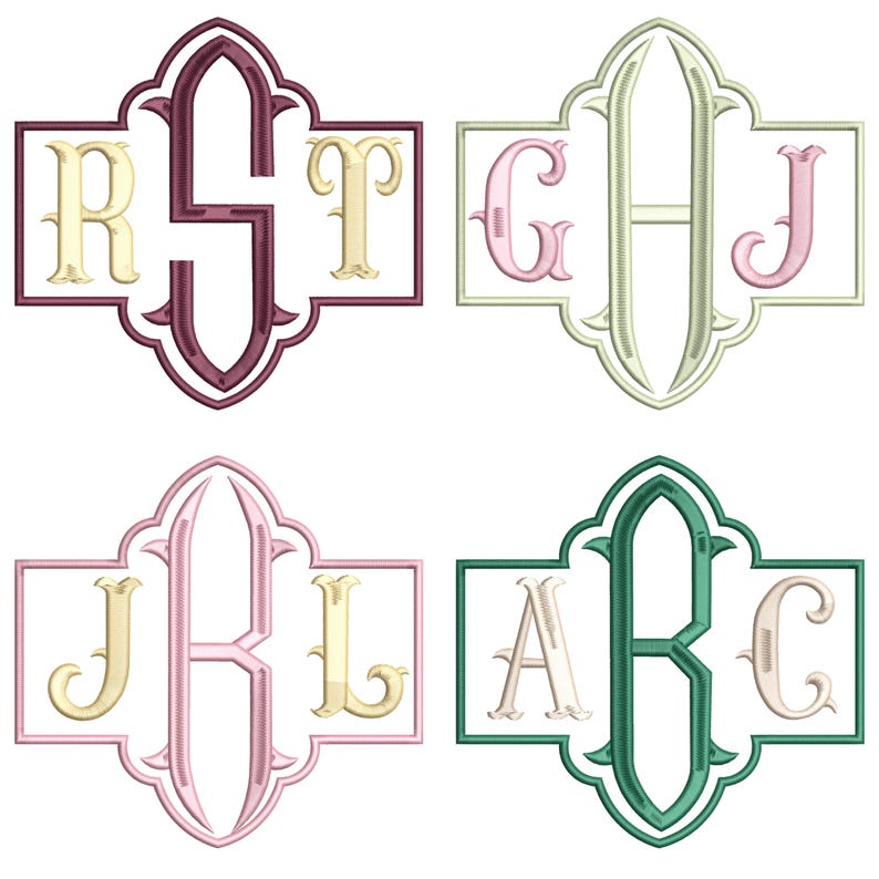 Monogram Font Frame Embroidery Design, Elegant Initial Letter Set ...