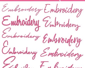 10 Script Embroidery Font Bundle, 6 Sizes, Machine Embroidery Alphabet, BX + 8 Formats, Cursive Script Font Set