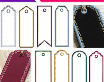 ITH Bookmark Embroidery Design, Tag Set, 10 Designs 4 Sizes, In The Hoop Bookmark, Machine Embroidery Tag Pattern