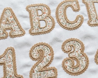 Satin & Lace Edge Alphabet A to Z and 0 to 9 | 5 Sizes | Applique Embroidery Font BX + 8 Formats