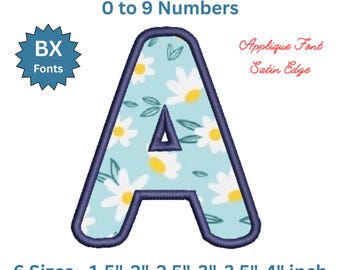 Applique Font BX | Satin Edge Applique Alphabet A-Z & 0-9 | Simple Embroidery Letters | Machine Embroidery Font