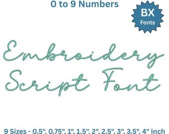 Simple Script Embroidery Font BX – Clean Handwriting Alphabet A-Z with Numbers, Modern Script Font 0.5 to 4 Inch