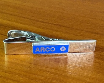 Vintage ARCO Tie Tack - Sterling Silver with Blue Enamel Logo