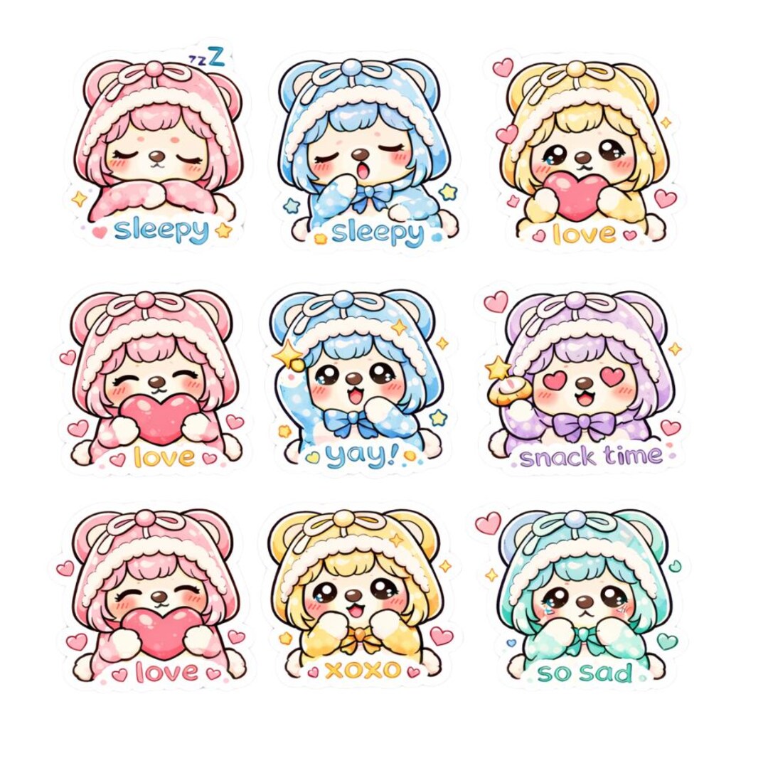 Cute Bear Sticker PNG | Kawaii Animal Sticker | Printable Sticker ...
