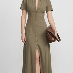 Olive Green Long Sleeve Maxi Dress - Etsy Olive Green Long Sleeve Maxi Dress - Etsy