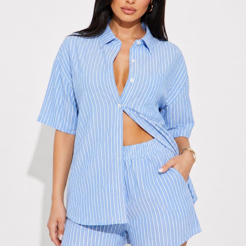 Stripe Two Piece Short Set - Etsy